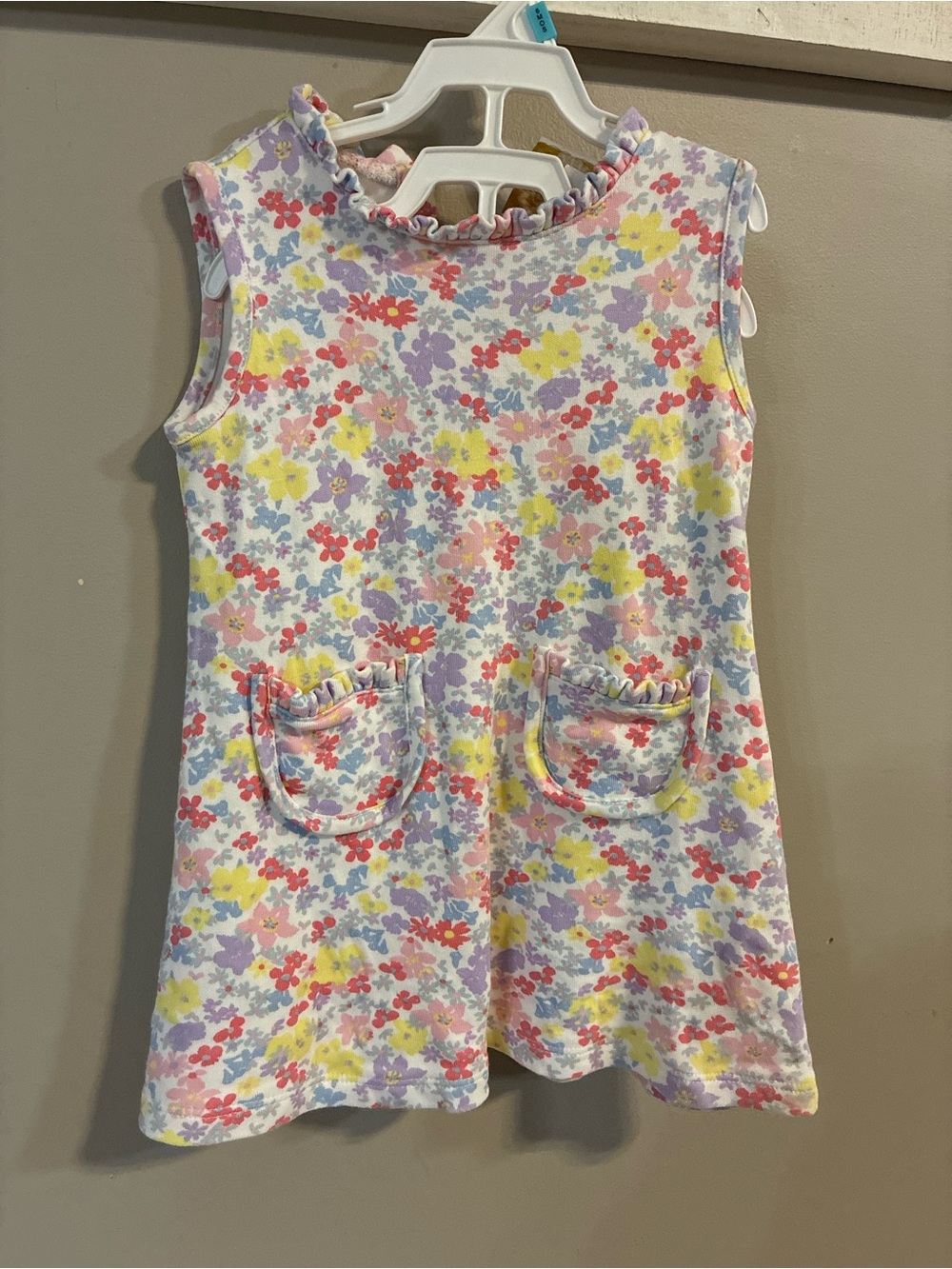 Girls' Floral Sleeveless Dress Top in Pastel Multi